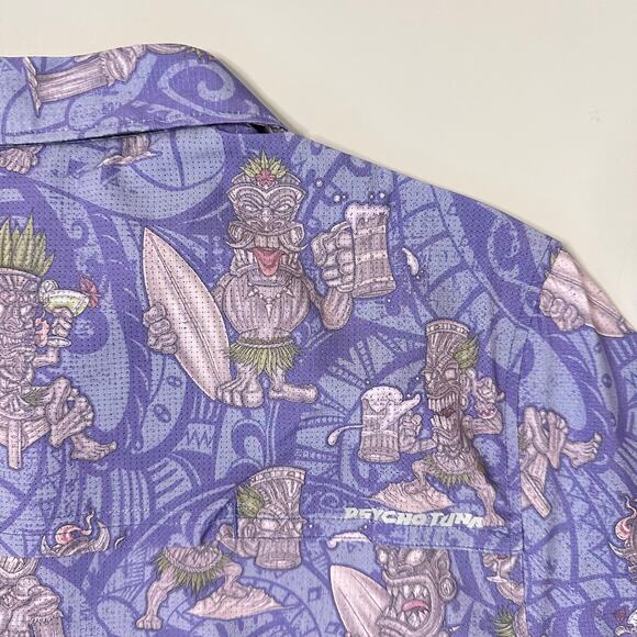 Psycho Tuna Tipsy Tiki Short Sleeve Button Up Shirt in Sodalite Blue - Picture 6 of 8